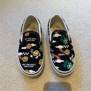 Vans Black Slip-On Shoes with Smiley Design